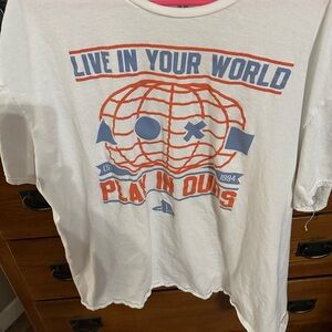 Sony White and Blue Short Sleeve Tee